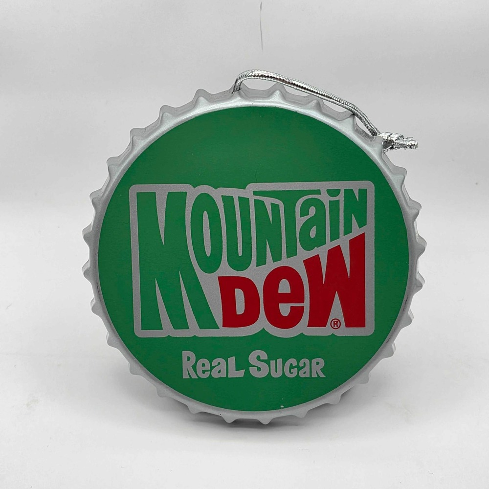 Mountain Dew Metal Bottle Cap Christmas Ornament Green 5 Inch Ruz Brand New Xmas